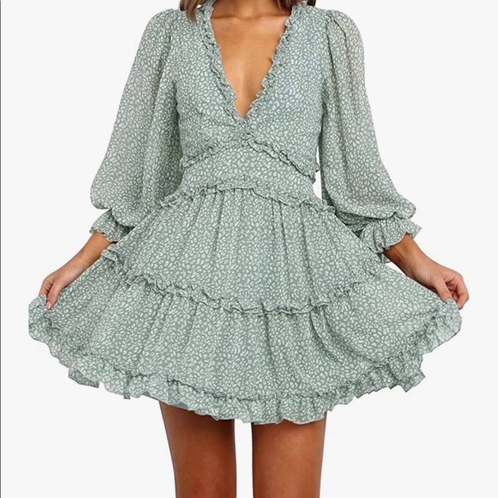 Dokotoo sage green mini dress